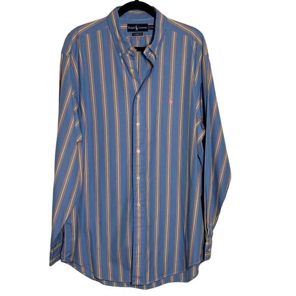 Ralph Lauren Men's Classic Fit Long Sleeve Striped Button Up Dress Shirt Size 17 - Picture 1 of 7